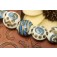 10303702 - Seven Ivory w/Blue Strips Lentil Beads