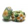 11203901 - Seven Green w/Brown & Purple Flower Rondelle Beads
