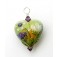 HP-11819105 - Green w/White & Purple Flora Heart Pendant
