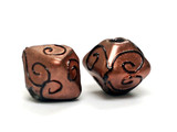 11204407 - Five Copper Pearl Surface w/Black Swirl Crystal Beads