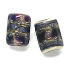 10407303 - Six Black w/Ink Blue Silver Foil Mini Kalera Beads