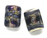 10407303 - Six Black w/Ink Blue Silver Foil Mini Kalera Beads