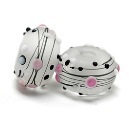 10109641-Eight Champagne Party Rondelle Lampwork Beads