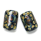 11200803 - Six Black w/Twisted Beige Dots Mini Kalera Beads