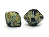 11200807 - Five Black w/Twisted Beige Dots Crystal Beads