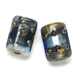 10406603 - Six Gray Blue w/Silver Foil Mini Kalera Beads