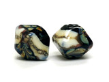 11105007 - Five Black/Ivory & Beige Crystal Beads