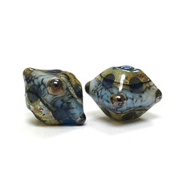 10406607 - Five Gray Blue w/Silver Foil Crystal Beads