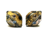 10800807 - Five Black w/Yellow Silver Foil Crystal Beads