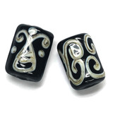 10301103 - Six Black w/Silver Ivory String Mini Kalera Beads