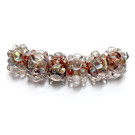 AB00821 - Six Orange w/Clear Dots Dichroi Boro Rondelle Beads