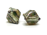 10503407 - Five Green w/Silver Foil Crystal Beads
