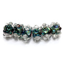 AB01021 - Six Green w/Dark Red Dots Dichro Boro Rondelle Beads