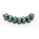 AB01701 - Seven Green w/White Dichroic Boro Rondelle Beads