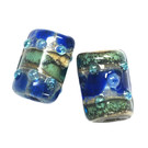 10406503 - Six Deep Ocean Blue w/Silver Foil Mini Kalera Beads